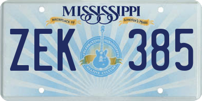 MS license plate ZEK385