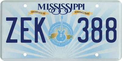 MS license plate ZEK388