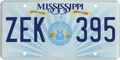 MS license plate ZEK395