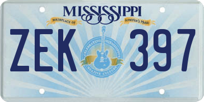 MS license plate ZEK397