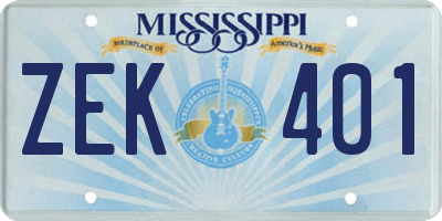 MS license plate ZEK401