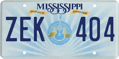 MS license plate ZEK404