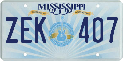 MS license plate ZEK407