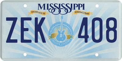 MS license plate ZEK408