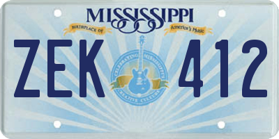 MS license plate ZEK412
