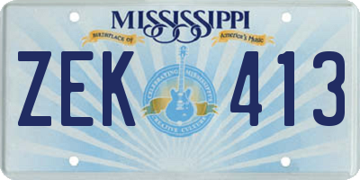 MS license plate ZEK413