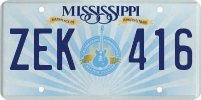 MS license plate ZEK416