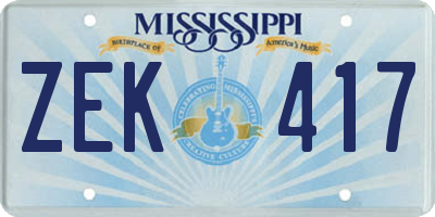 MS license plate ZEK417