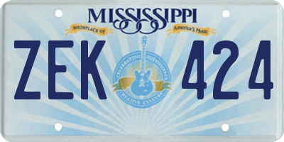 MS license plate ZEK424