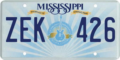 MS license plate ZEK426
