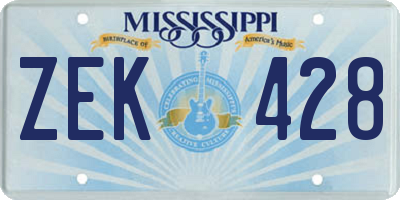 MS license plate ZEK428