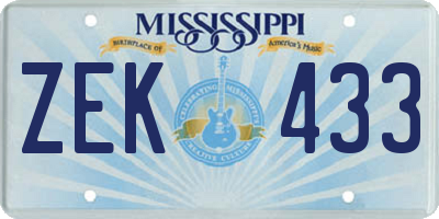 MS license plate ZEK433