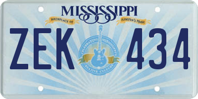 MS license plate ZEK434