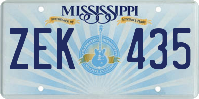 MS license plate ZEK435