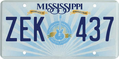 MS license plate ZEK437
