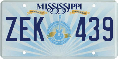 MS license plate ZEK439