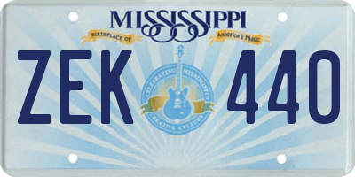 MS license plate ZEK440