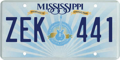 MS license plate ZEK441