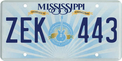 MS license plate ZEK443