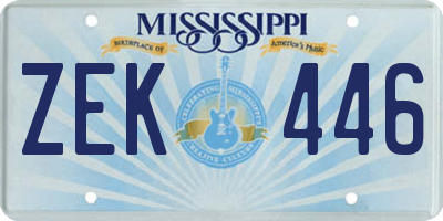 MS license plate ZEK446