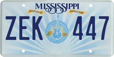 MS license plate ZEK447