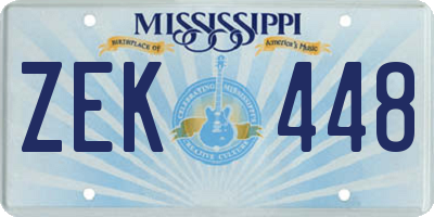 MS license plate ZEK448