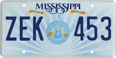 MS license plate ZEK453