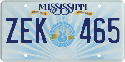 MS license plate ZEK465