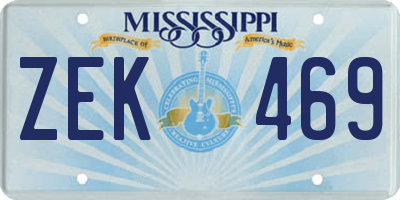 MS license plate ZEK469