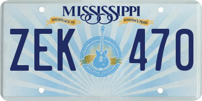 MS license plate ZEK470