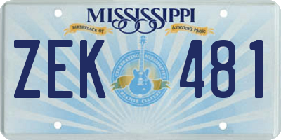 MS license plate ZEK481