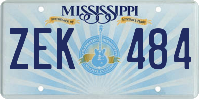 MS license plate ZEK484