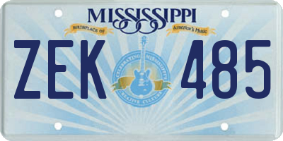 MS license plate ZEK485