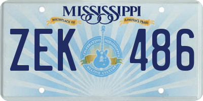 MS license plate ZEK486
