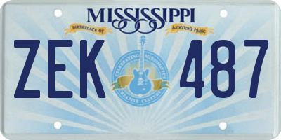 MS license plate ZEK487