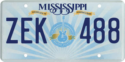 MS license plate ZEK488