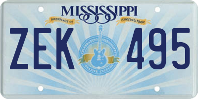 MS license plate ZEK495
