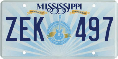 MS license plate ZEK497