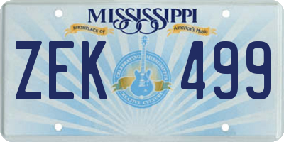 MS license plate ZEK499