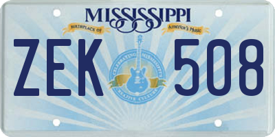 MS license plate ZEK508