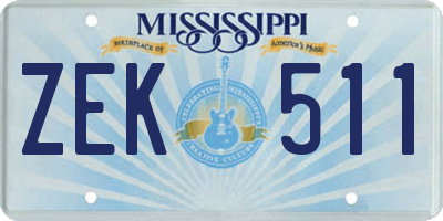 MS license plate ZEK511