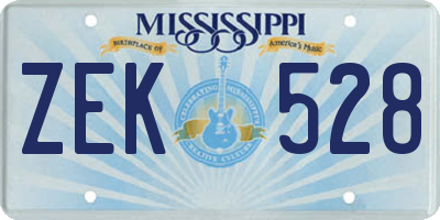 MS license plate ZEK528