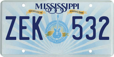 MS license plate ZEK532
