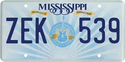 MS license plate ZEK539