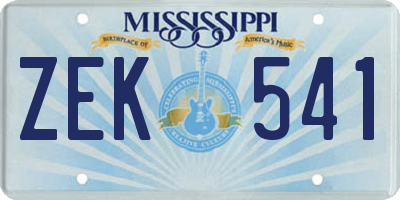 MS license plate ZEK541