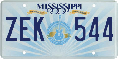 MS license plate ZEK544