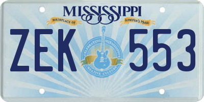MS license plate ZEK553
