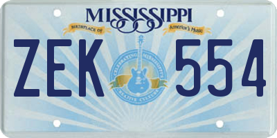 MS license plate ZEK554