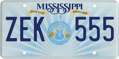 MS license plate ZEK555