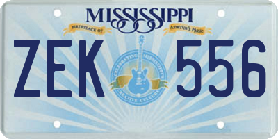 MS license plate ZEK556